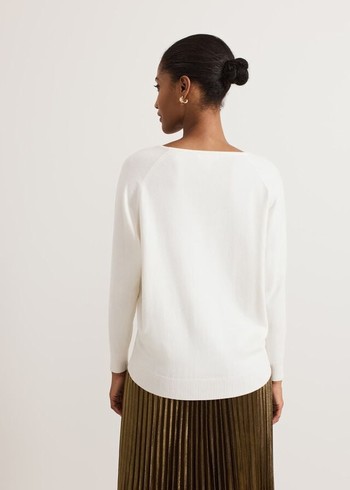 Phase Eight Senita Fine Knitwear White Canada | QUVTLM-019